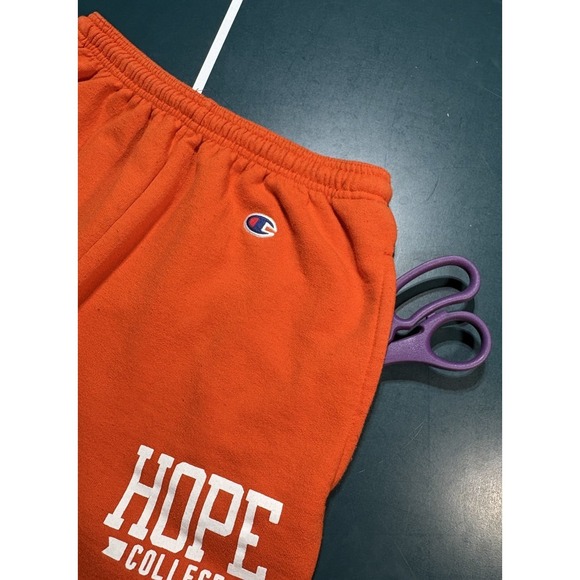 Hope College Champion Sweatpants Men's Small Orange Warm Up Fleece Lined - Picture 3 of 11